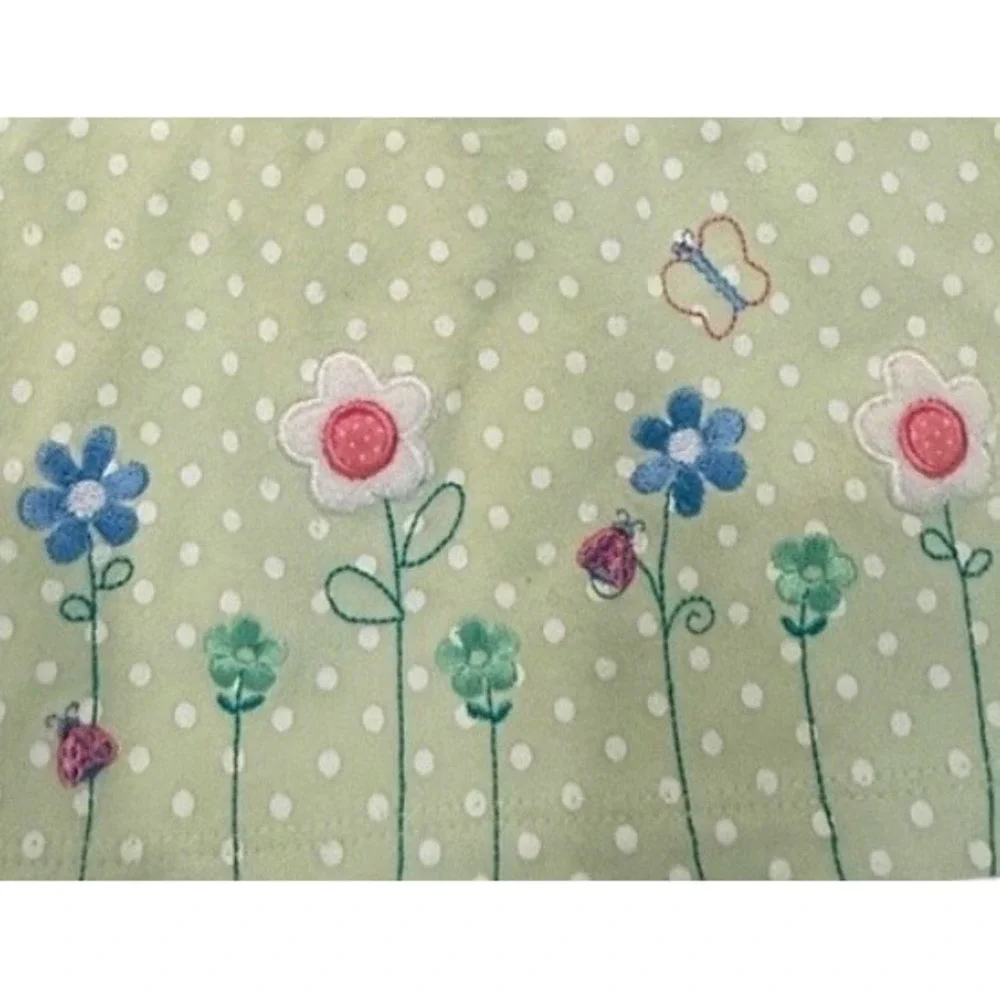 Carter's Girl Dress Green Polka‎ Dot Embroidered Flowers Butterflies - 9 mos